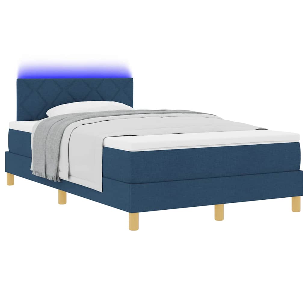 LED Κρεβάτι με βάθρο με στρώμα με led Μπλε 120 x 200 cm ύφασμα - Pakobazaar