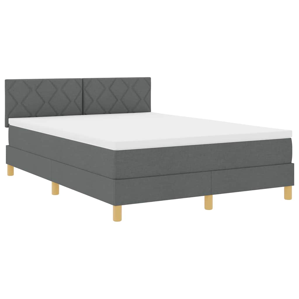 LED Κρεβάτι με βάθρο Σκούρο Γκρι 140 x 190 cm ύφασμα - Pakobazaar