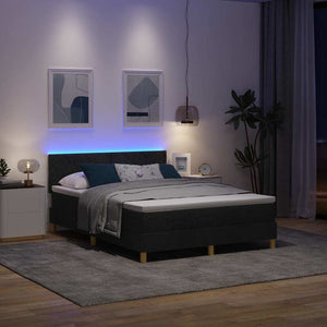 LED Κρεβάτι με βάθρο με κεφαλάρι Μαύρο 140 x 190 cm ύφασμα