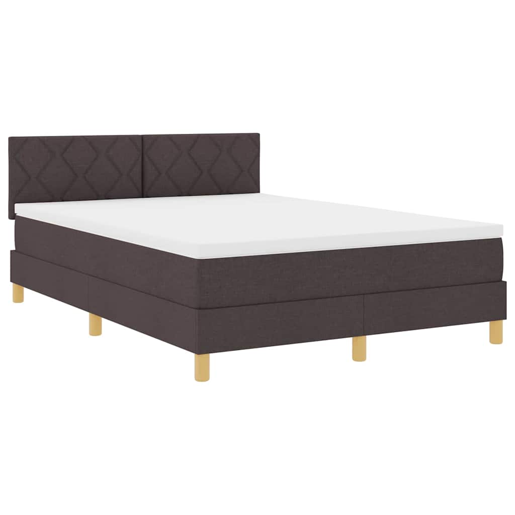LED Κρεβάτι με βάθρο Σκούρο Καφέ 140 x 190 cm ύφασμα - Pakobazaar