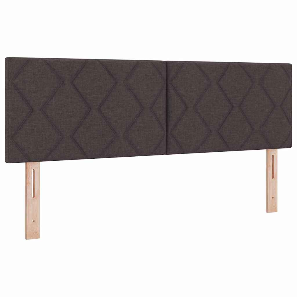LED Κρεβάτι με βάθρο Σκούρο Καφέ 140 x 190 cm ύφασμα - Pakobazaar
