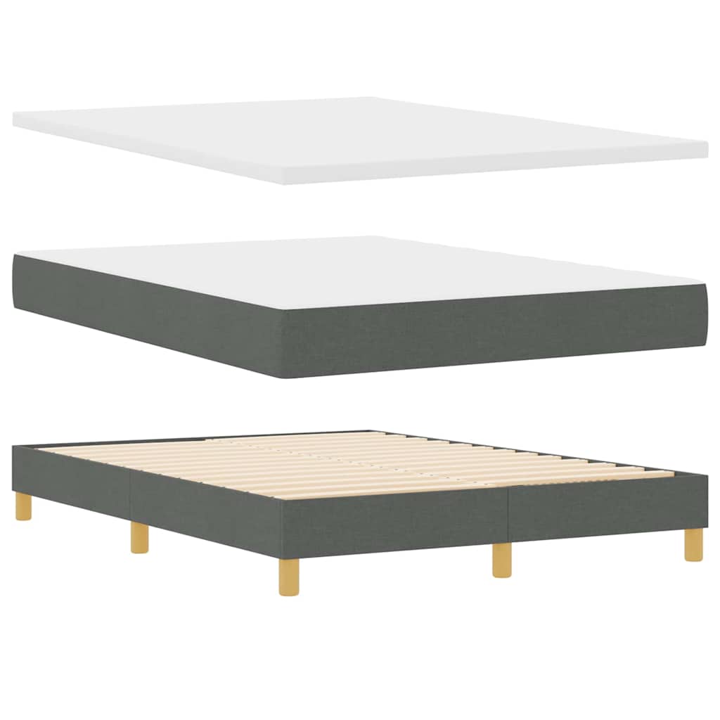 LED Κρεβάτι με βάθρο Σκούρο Γκρι 140 x 200 cm ύφασμα - Pakobazaar