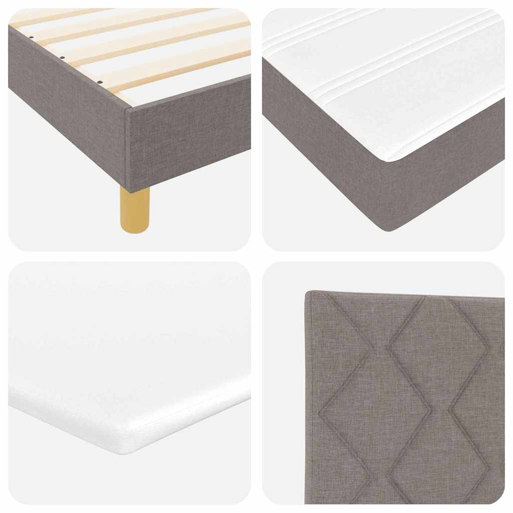 LED Κρεβάτι με βάθρο με κεφαλάρι Taupe 140 x 200 cm ύφασμα - Pakobazaar