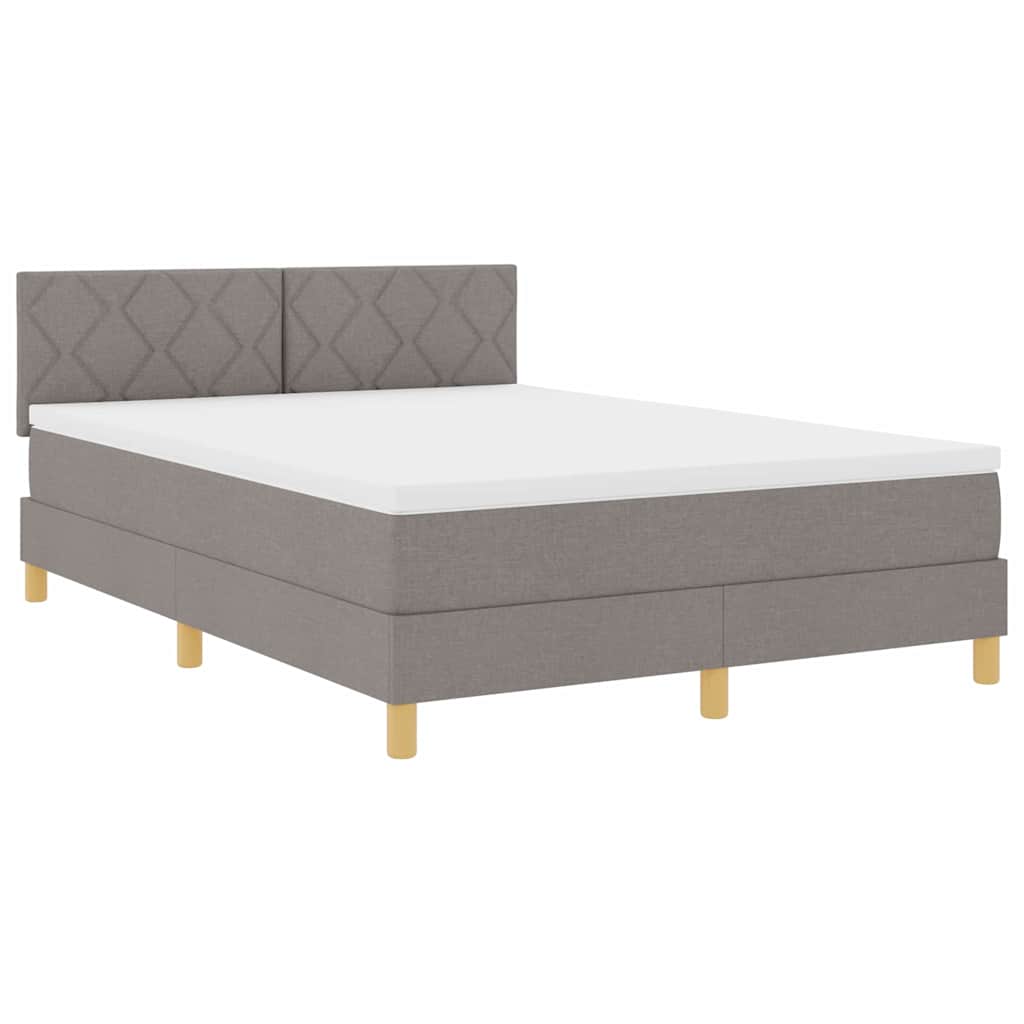 LED Κρεβάτι με βάθρο με κεφαλάρι Taupe 140 x 200 cm ύφασμα - Pakobazaar