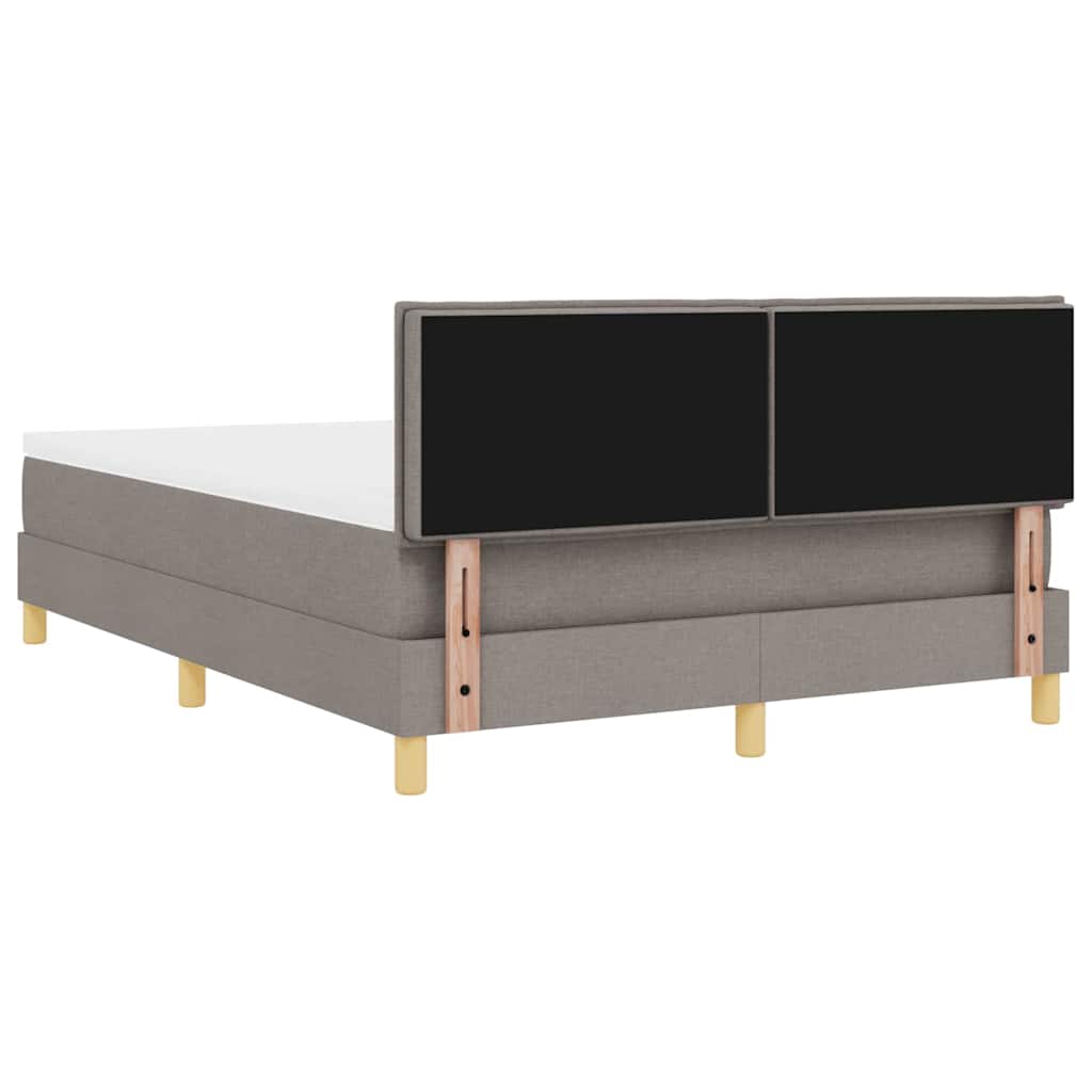 LED Κρεβάτι με βάθρο με κεφαλάρι Taupe 140 x 200 cm ύφασμα - Pakobazaar