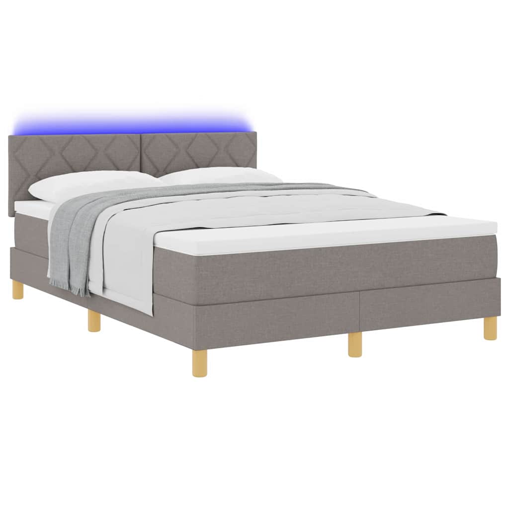 LED Κρεβάτι με βάθρο με κεφαλάρι Taupe 140 x 200 cm ύφασμα - Pakobazaar