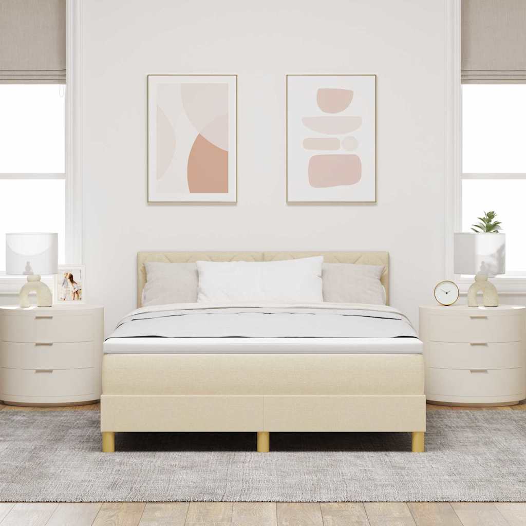 LED Κρεβάτι με βάθρο με κεφαλάρι Κρεμ 140 x 200 cm ύφασμα