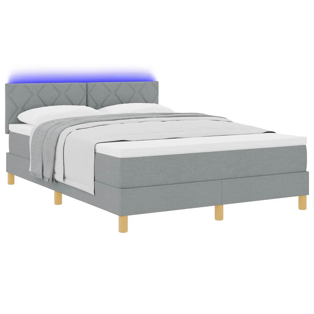 LED Κρεβάτι με βάθρο Ανοιχτό γκρι 160 x 200 cm ύφασμα