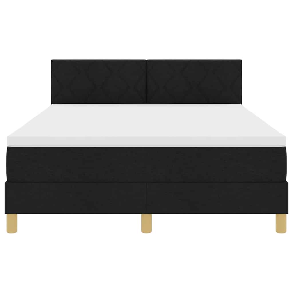 LED Κρεβάτι με βάθρο με στρώμα με led Μαύρο 160 x 200 cm ύφασμα - Pakobazaar