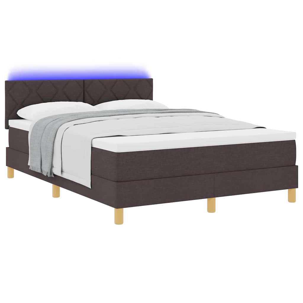 LED Κρεβάτι με βάθρο Σκούρο Καφέ 160 x 200 cm ύφασμα
