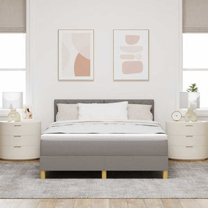 LED Κρεβάτι με βάθρο με κεφαλάρι Taupe 160 x 200 cm ύφασμα - Pakobazaar