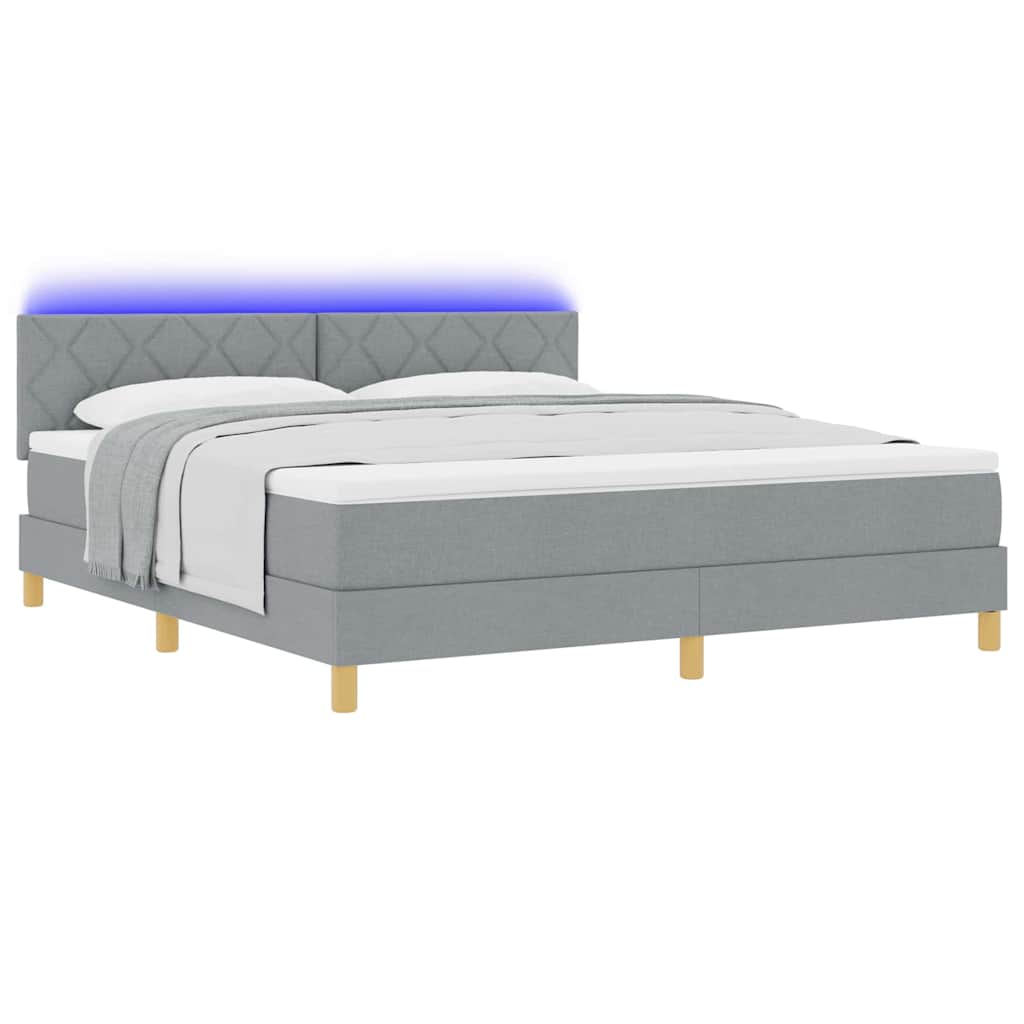 LED Κρεβάτι με βάθρο Ανοιχτό γκρι 180 x 200 cm ύφασμα - Pakobazaar