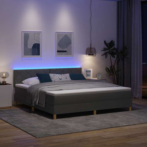 LED Κρεβάτι με βάθρο Σκούρο Γκρι 180 x 200 cm ύφασμα - Pakobazaar
