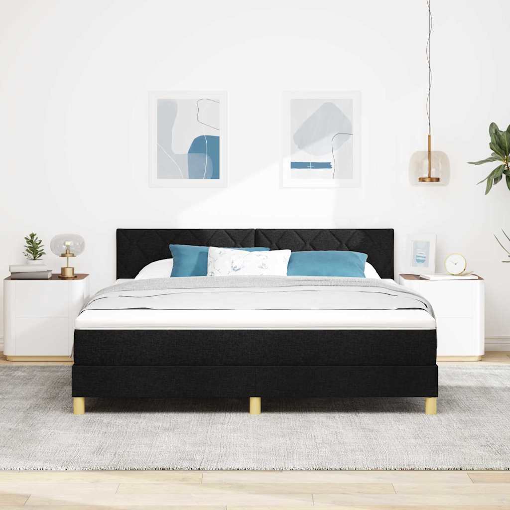 LED Κρεβάτι με βάθρο με κεφαλάρι Μαύρο 180 x 200 cm ύφασμα