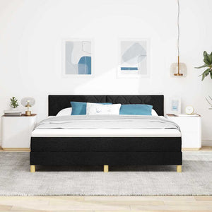 LED Κρεβάτι με βάθρο με κεφαλάρι Μαύρο 180 x 200 cm ύφασμα