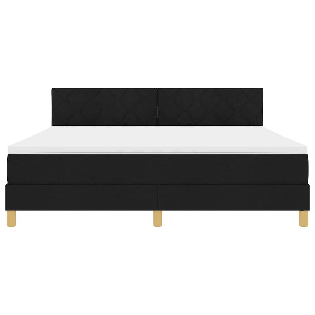 LED Κρεβάτι με βάθρο με κεφαλάρι Μαύρο 180 x 200 cm ύφασμα