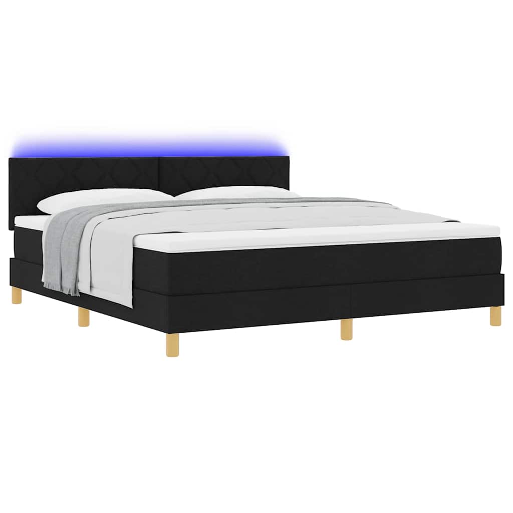 LED Κρεβάτι με βάθρο με κεφαλάρι Μαύρο 180 x 200 cm ύφασμα