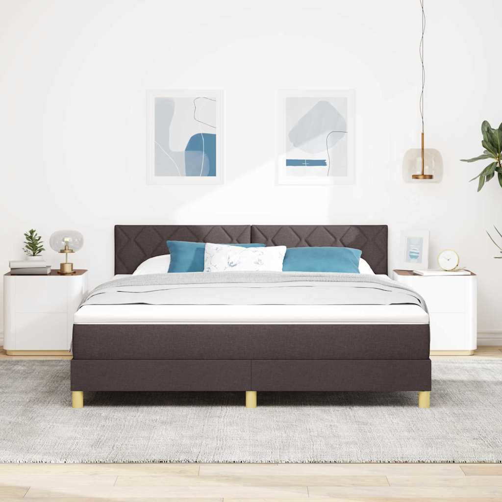 LED Κρεβάτι με βάθρο Σκούρο Καφέ 180 x 200 cm ύφασμα - Pakobazaar