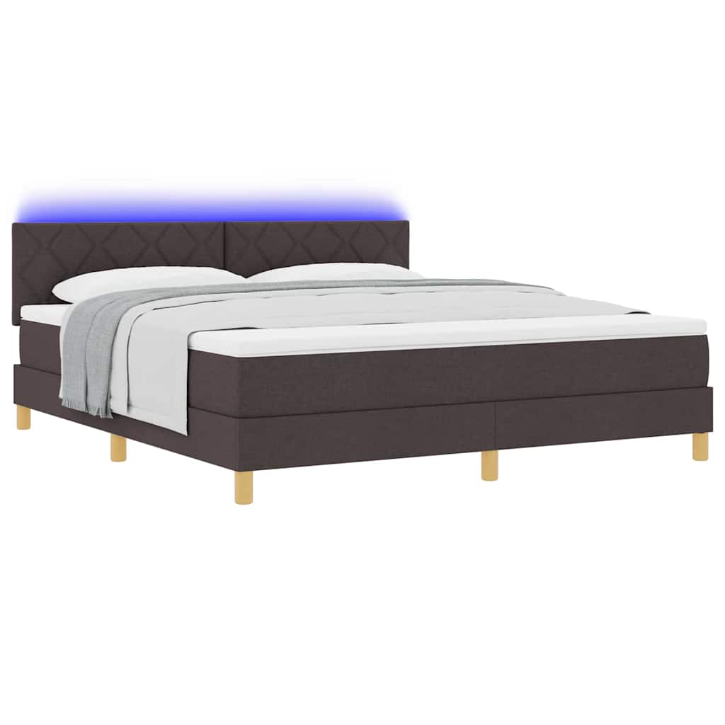 LED Κρεβάτι με βάθρο Σκούρο Καφέ 180 x 200 cm ύφασμα - Pakobazaar