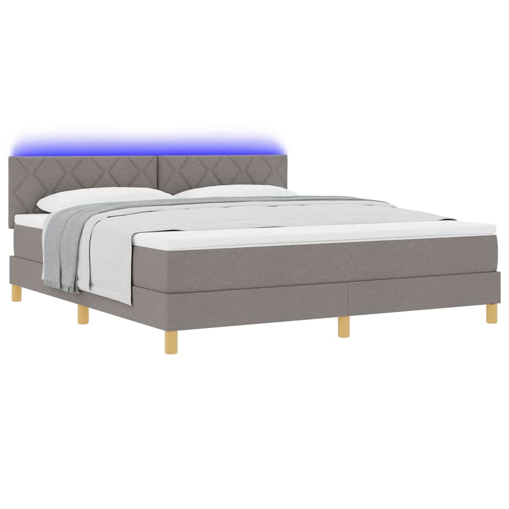 LED Κρεβάτι με βάθρο με κεφαλάρι Taupe 180 x 200 cm ύφασμα - Pakobazaar