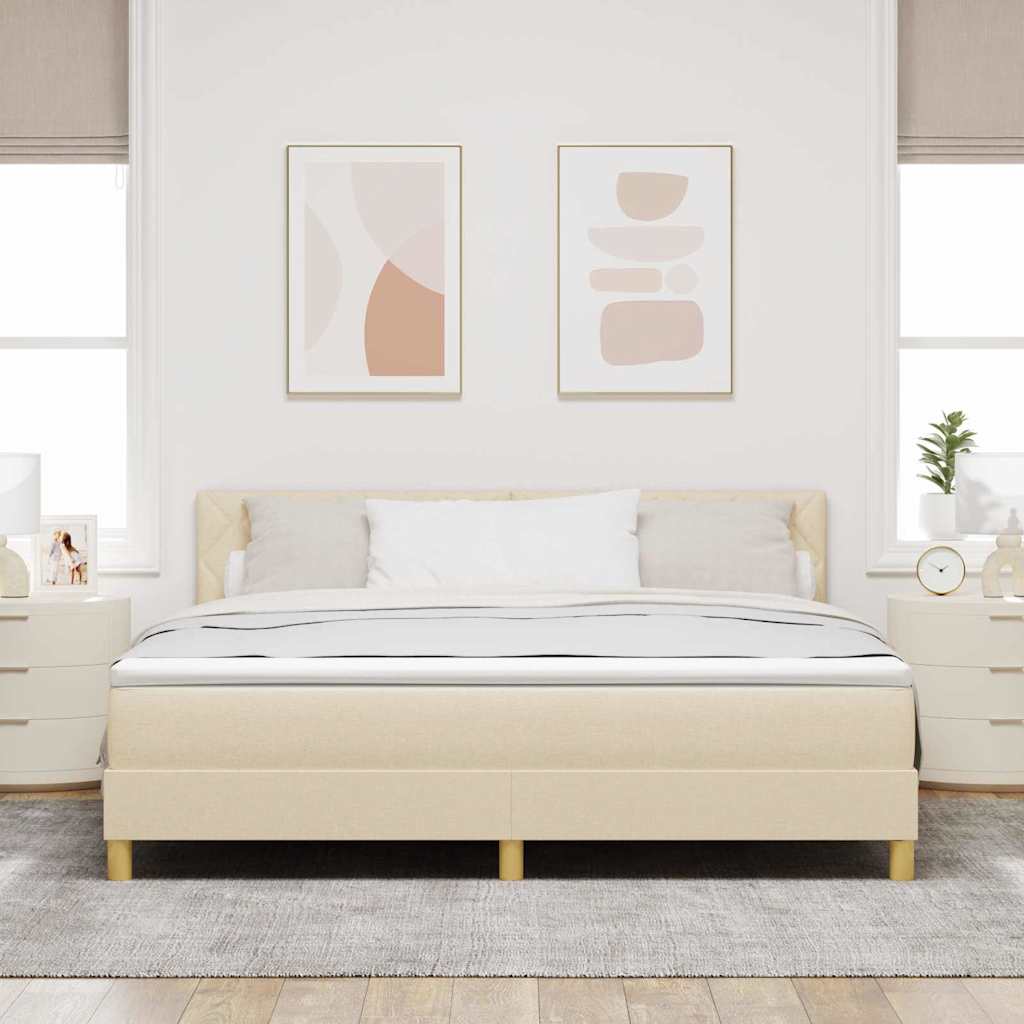 LED Κρεβάτι με βάθρο με κεφαλάρι Κρεμ 180 x 200 cm ύφασμα - Pakobazaar