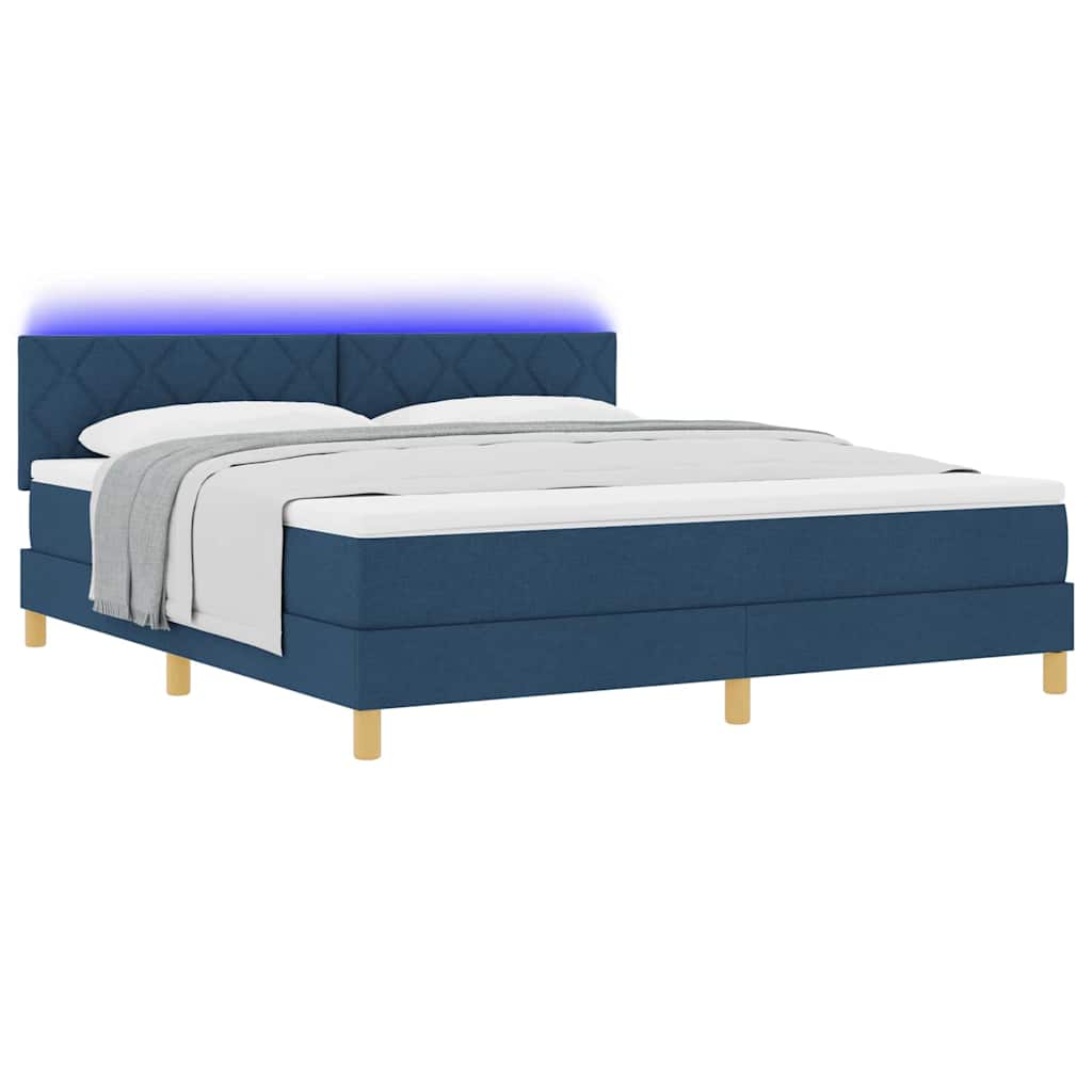 LED Κρεβάτι με βάθρο με κεφαλάρι Μπλε 180 x 200 cm ύφασμα