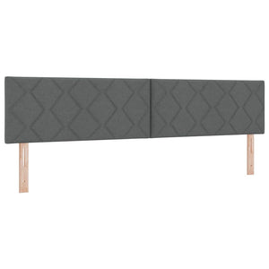LED Κρεβάτι με βάθρο Σκούρο Γκρι 200 x 200 cm ύφασμα - Pakobazaar
