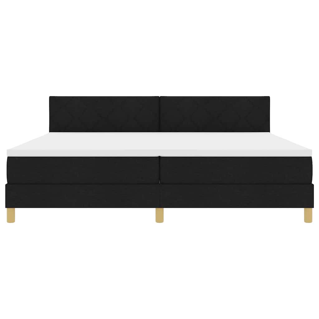 LED Κρεβάτι με βάθρο με στρώμα με led Μαύρο 200 x 200 cm ύφασμα - Pakobazaar