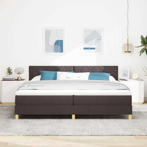LED Κρεβάτι με βάθρο Σκούρο Καφέ 200 x 200 cm ύφασμα