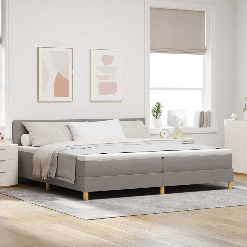 LED Κρεβάτι με βάθρο με κεφαλάρι Taupe 200 x 200 cm ύφασμα - Pakobazaar
