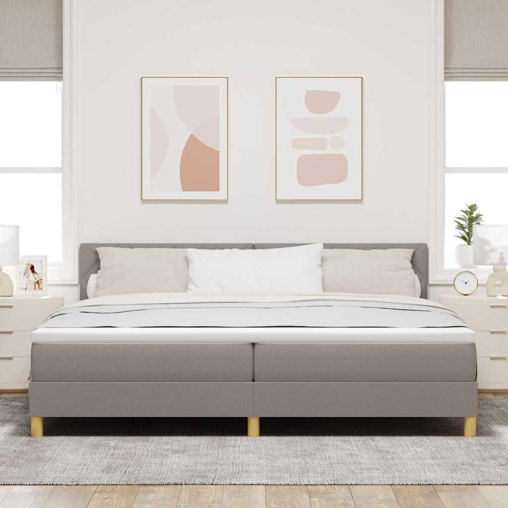 LED Κρεβάτι με βάθρο με κεφαλάρι Taupe 200 x 200 cm ύφασμα - Pakobazaar