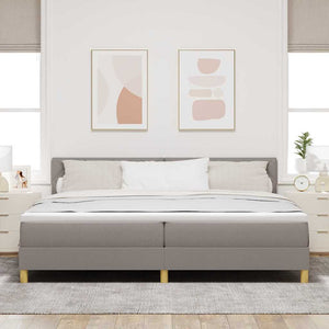 LED Κρεβάτι με βάθρο με κεφαλάρι Taupe 200 x 200 cm ύφασμα - Pakobazaar