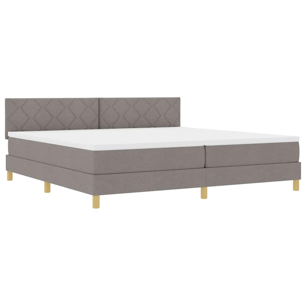LED Κρεβάτι με βάθρο με κεφαλάρι Taupe 200 x 200 cm ύφασμα - Pakobazaar