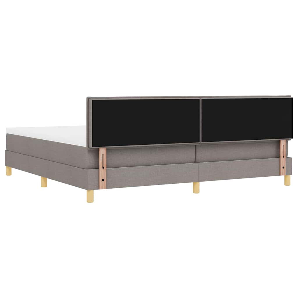 LED Κρεβάτι με βάθρο με κεφαλάρι Taupe 200 x 200 cm ύφασμα - Pakobazaar