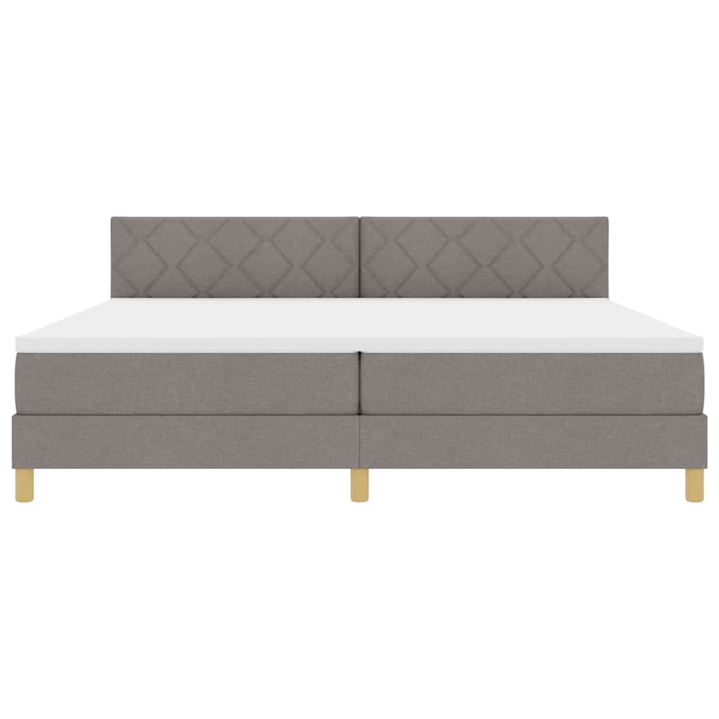 LED Κρεβάτι με βάθρο με κεφαλάρι Taupe 200 x 200 cm ύφασμα - Pakobazaar