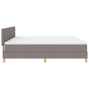 LED Κρεβάτι με βάθρο με κεφαλάρι Taupe 200 x 200 cm ύφασμα - Pakobazaar