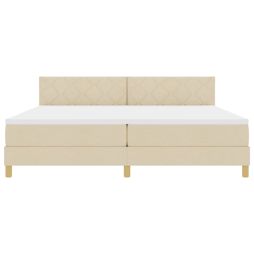 LED Κρεβάτι με βάθρο με στρώμα με led Κρεμ 200 x 200 cm ύφασμα - Pakobazaar