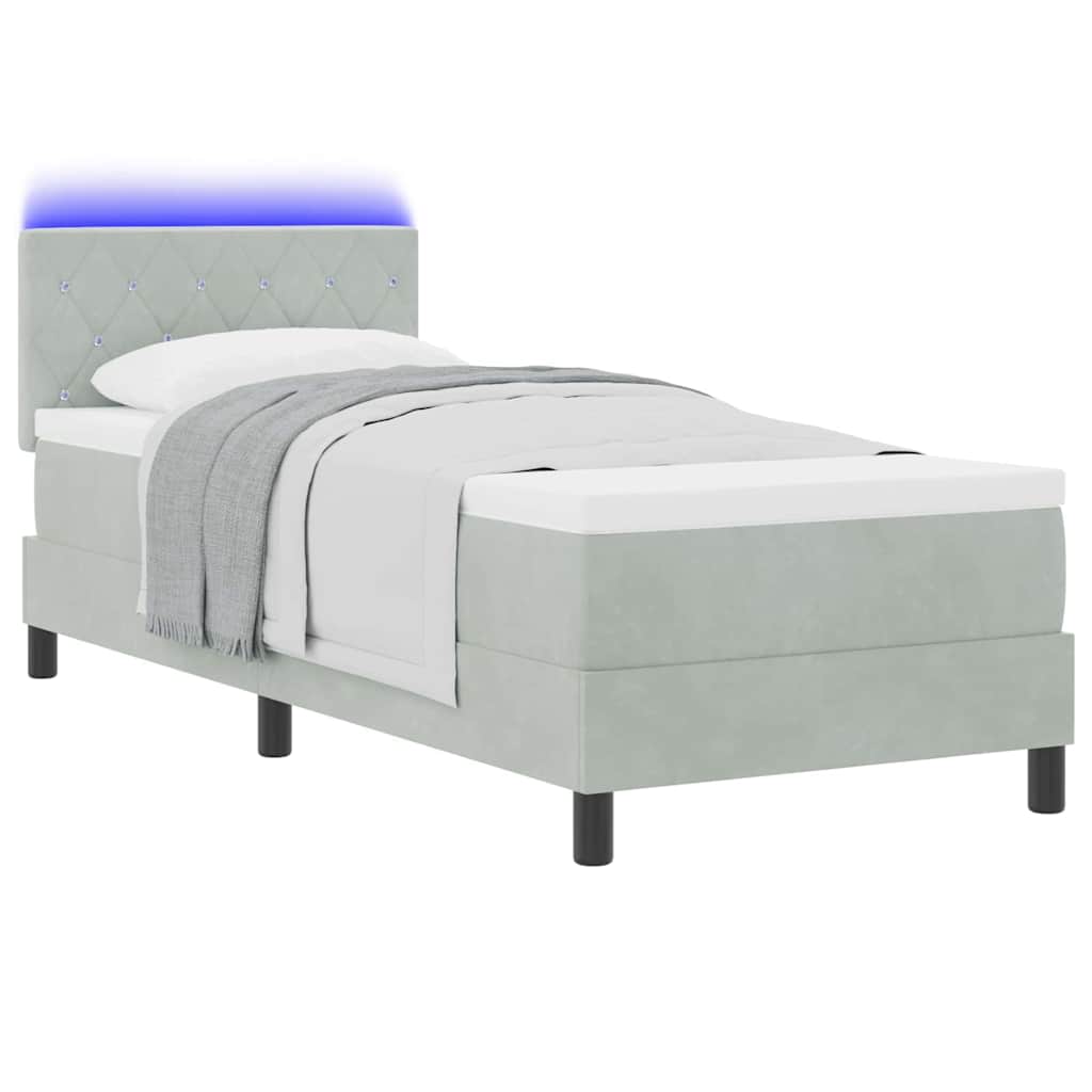 LED Κρεβάτι με βάθρο με στρώμα Ανοιχτό γκρι 80 x 200 cm Βελούδο - Pakobazaar