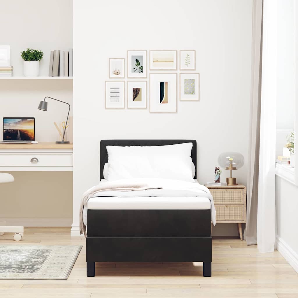 LED Κρεβάτι με βάθρο με στρώμα με led Μαύρο 80 x 200 cm Βελούδο