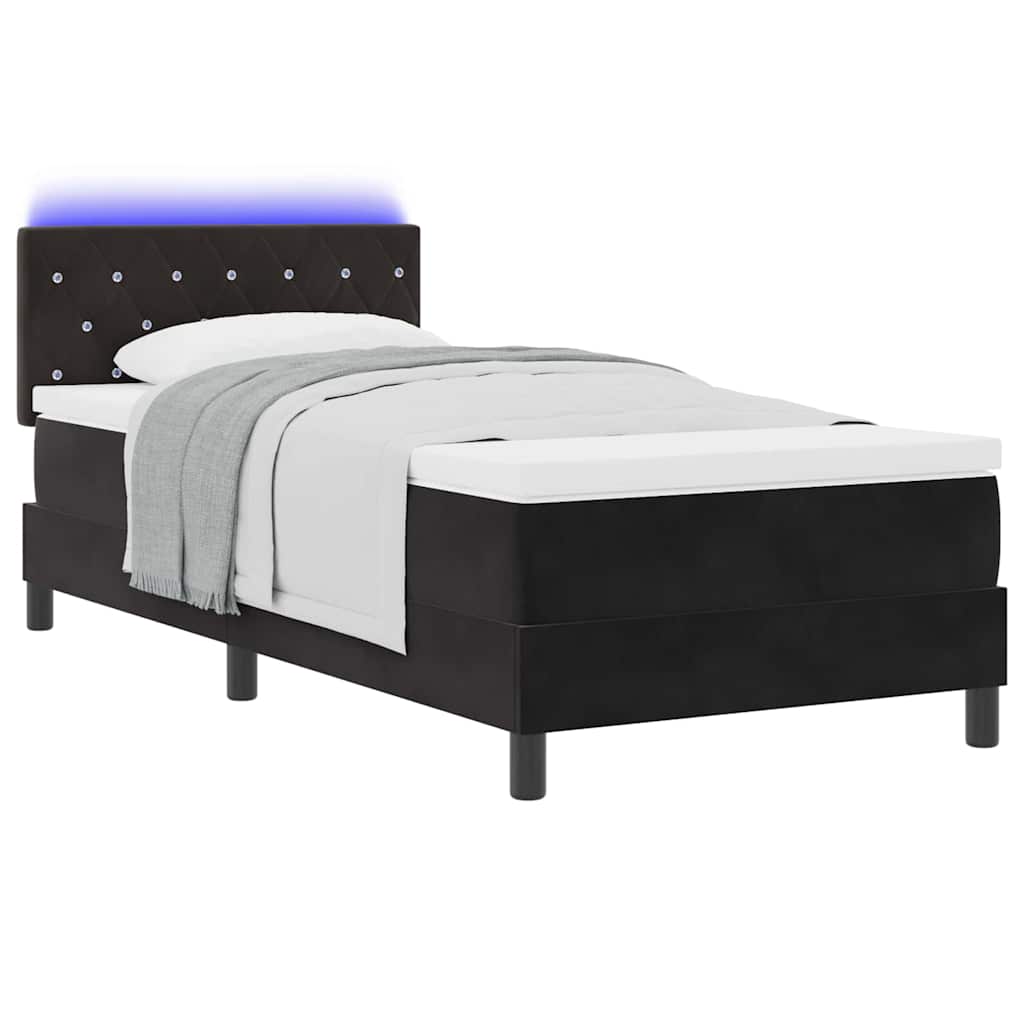 LED Κρεβάτι με βάθρο με στρώμα με led Μαύρο 90 x 200 cm Βελούδο - Pakobazaar