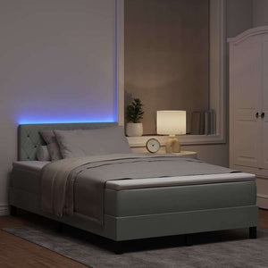 LED Κρεβάτι με βάθρο με led Ανοιχτό γκρι 120 x 190 cm Βελούδο - Pakobazaar