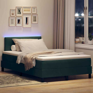 LED Κρεβάτι με βάθρο Σκούρο Πράσινο 120 x 190 cm Βελούδο