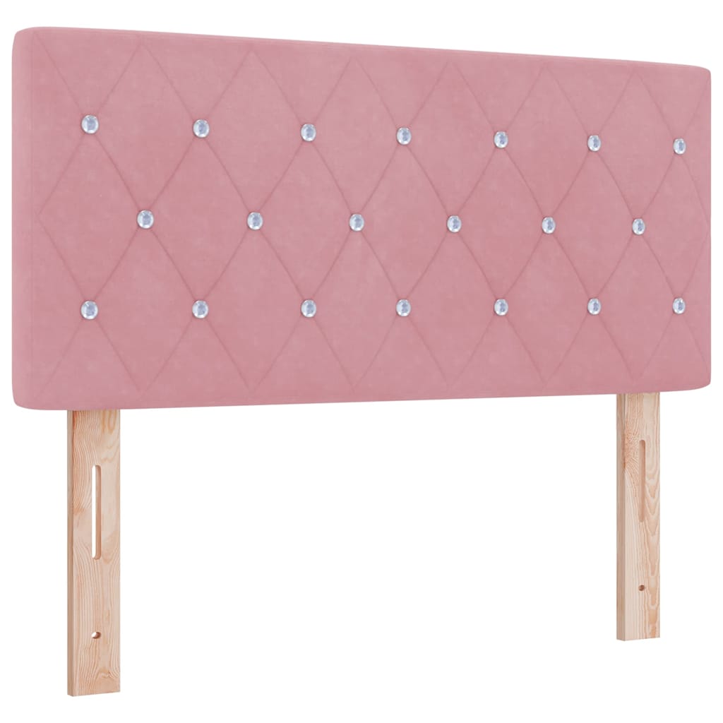 LED Κρεβάτι με βάθρο με κεφαλάρι Ροζ 120 x 190 cm Βελούδο - Pakobazaar