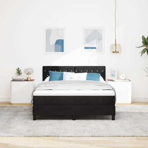 LED Κρεβάτι με βάθρο με στρώμα Μαύρο 160 x 200 cm Βελούδο - Pakobazaar