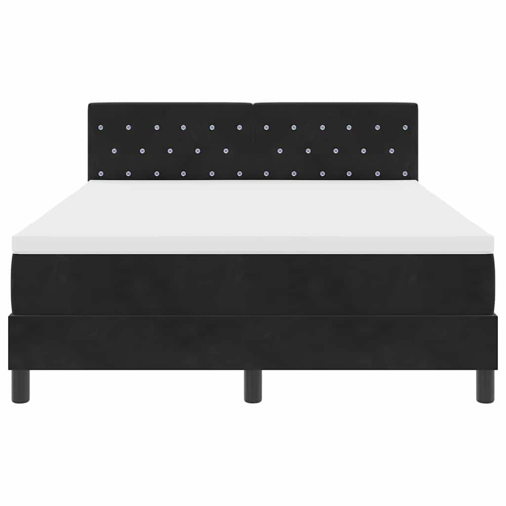 LED Κρεβάτι με βάθρο με στρώμα Μαύρο 160 x 200 cm Βελούδο - Pakobazaar