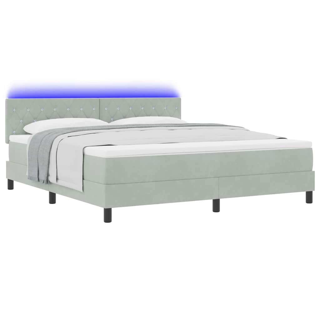 LED Κρεβάτι με βάθρο με led Ανοιχτό γκρι 180 x 200 cm Βελούδο - Pakobazaar