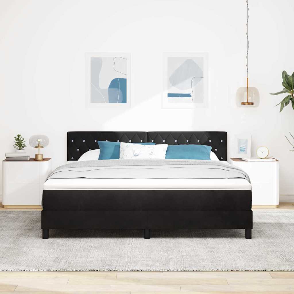LED Κρεβάτι με βάθρο με στρώμα Μαύρο 180 x 200 cm Βελούδο - Pakobazaar