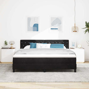 LED Κρεβάτι με βάθρο με στρώμα Μαύρο 180 x 200 cm Βελούδο - Pakobazaar