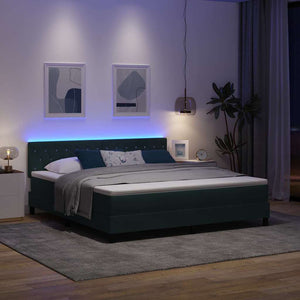 LED Κρεβάτι με βάθρο με led Σκούρο Πράσινο 180 x 200 cm Βελούδο - Pakobazaar
