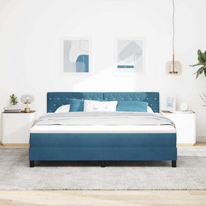 LED Κρεβάτι με βάθρο Σκούρο Μπλε 180 x 200 cm Βελούδο - Pakobazaar